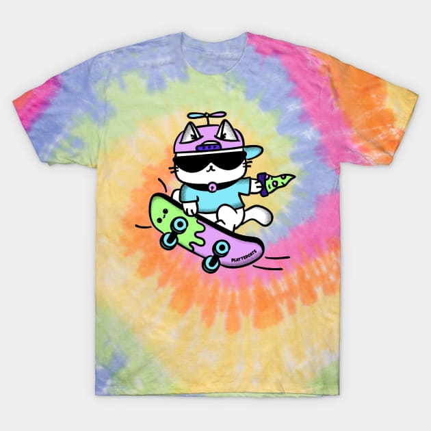 Cool Skateboarding Pizza Cat T-Shirt by plattercats